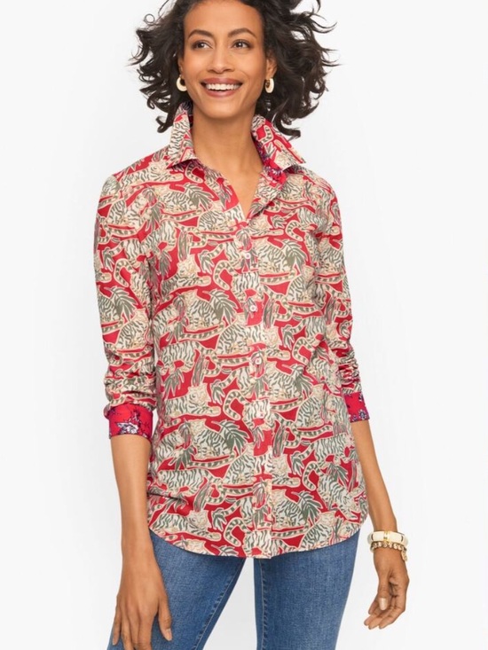Talbots Tops - Talbots Grazing Tiger Cotton Button Front Shirt